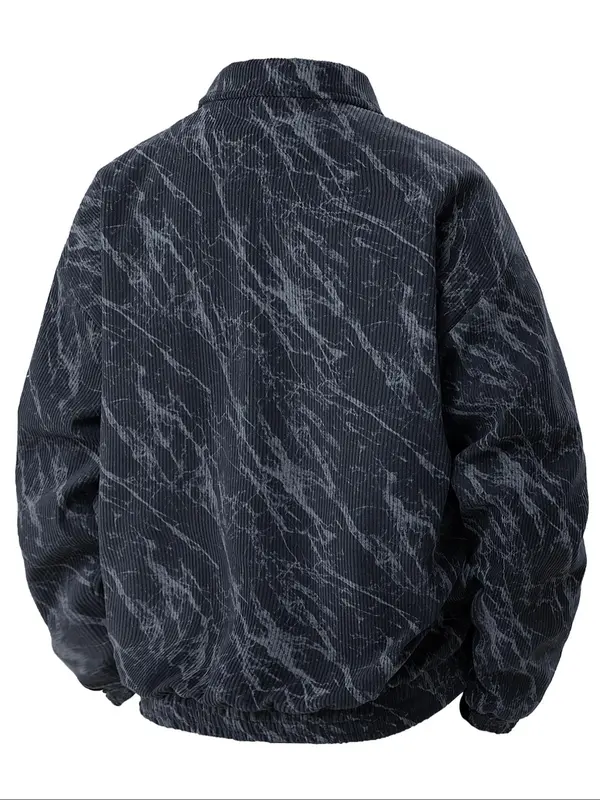 Men's Regular Fit Graphic Print Zip Up Jacket, Casual Comfy Long Sleeve Baseball Collar Outerwear for Daily Wear, Men's Clothing for All Seasons, Longsleeves Coats 4