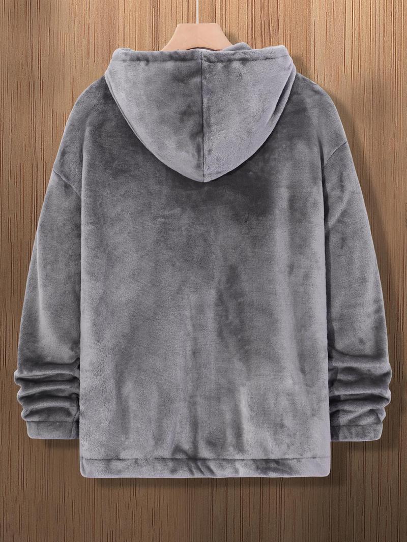 Product Introduction of Men's Solid Color 3D Bear Ear Design Hoodie, Casual Comfy Regular Fit Drop Shoulder Long Sleeve Hooded Sweatshirt for Daily Wear, Men's Clothes for Fall & Winter 6