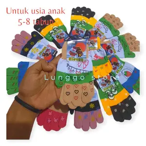 Sarung Tangan anak gambar / sarung Tangan anak warna warni/ sarung tangan anak produk lokal / sarung tangan anak merek LUPO Rajut Motif Perempuan