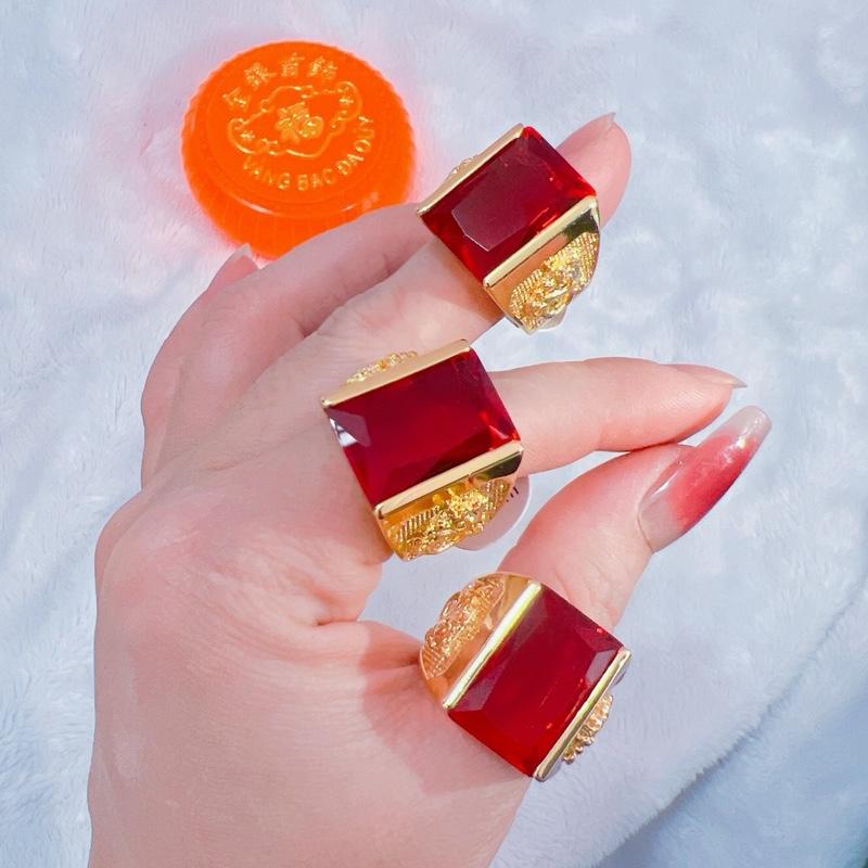 nhẫn nam hột vuông đỏ đẹp bản to vip 2025 bền đẹp