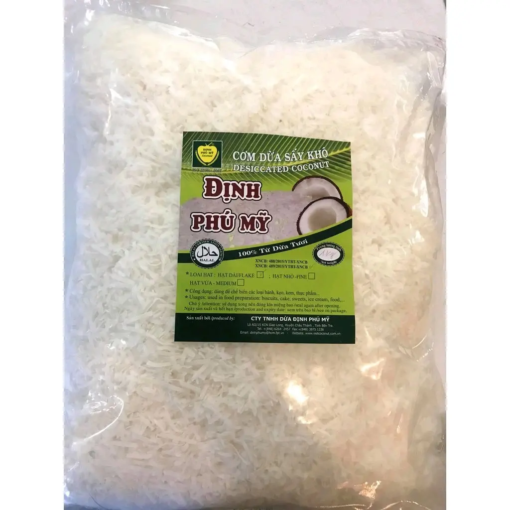 Túi 1kg cơm dừa sấy sợi Định Phú Mỹ dùng làm bánh