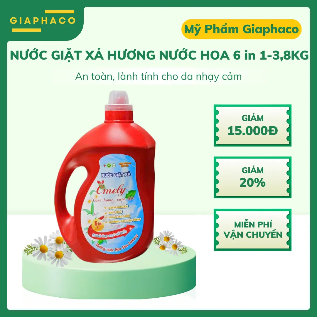 Nước Giặt Xả Hương Nước Hoa 6in1 3,8kg An Toàn Lành Tính Cho Da Nhạy Cảm xà  bông giặt đồ em bé
