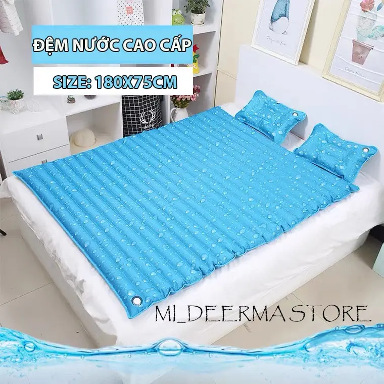 Đệm nước, nệm nước(có gối nước), giường nước cao cấp, siêu êm ái, làm mát nhanh, dễ thêm và tháo nước.