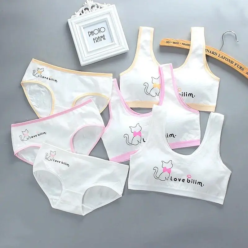 Girl Bra Set Pure Cotton Adolescent Vest Underwear Children's Bra