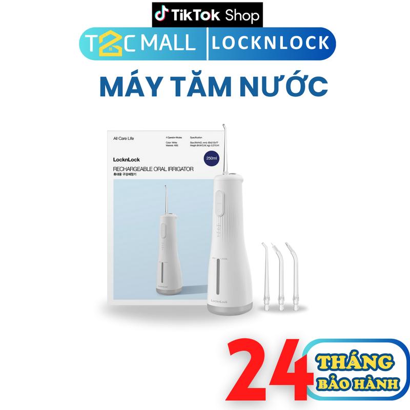 Tăm Nước LocknLock Vệ Sinh Răng Miệng, Máy Tăm Nước Cầm Tay Chính Hãng Không Dây ENR154WHT T2C Mall Nữ Women tam  nuoc chorang nieng