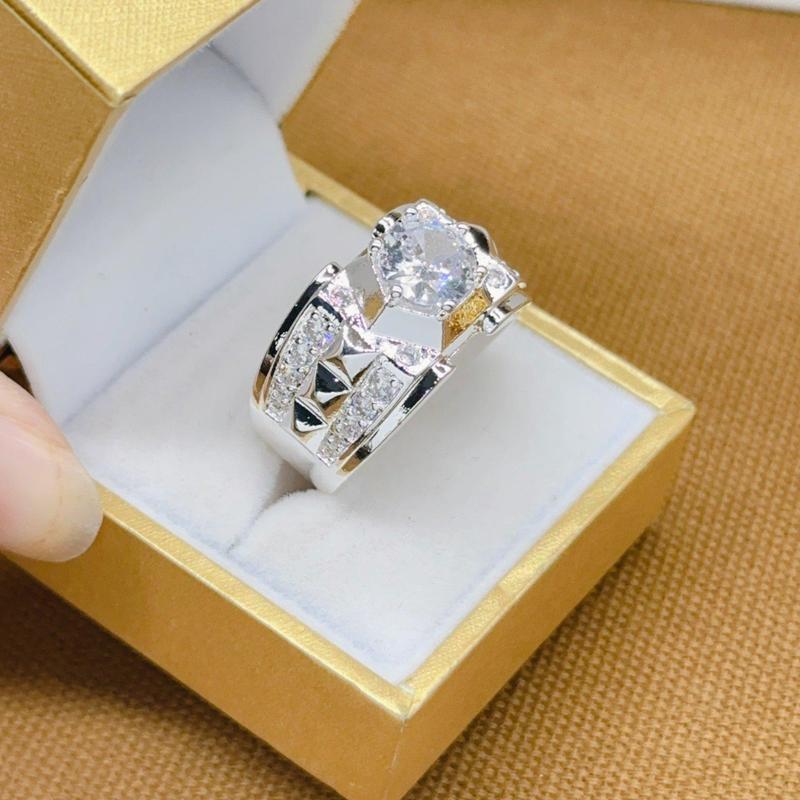 [May jewels] Nhẫn đính kim cương nhân tạo dành cho Nam sang trọng sành điệu
