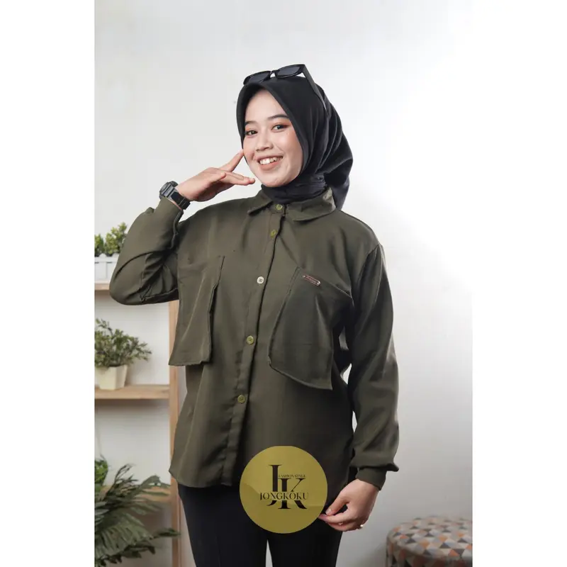 Kemeja Polos Wanita Bahan Twill Premium // Kemeja Polos Wanita Oversize Jumbo Katun 1