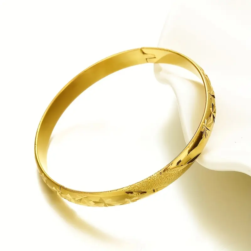 Vintage Tribal 24K Plated Openable Bangle - Copper Material, No Mosaic, Ideal for Daily Wear & Gifts - Middle East Dubai Style Fashion Women'S Cuff Bracelet (Pcs of 1) 1