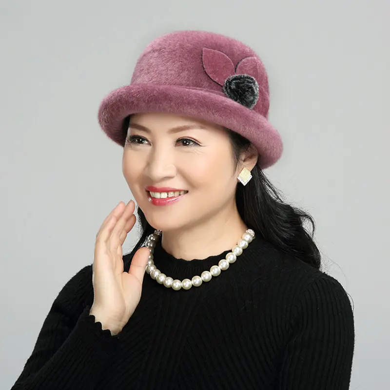 Mũ Mùa Đông Cho Nữ, Thanh Lịch, Màu Trơn Chống Gió, Có Hoa Trang Trí, Siêu Dày, Giữ Nhiệt, Thoải Mái, Thích Hợp Cho Mùa Thu Và Mùa Đông, Mũ Lông Giả, Mũ Lưu Vực, Cho Nữ 7