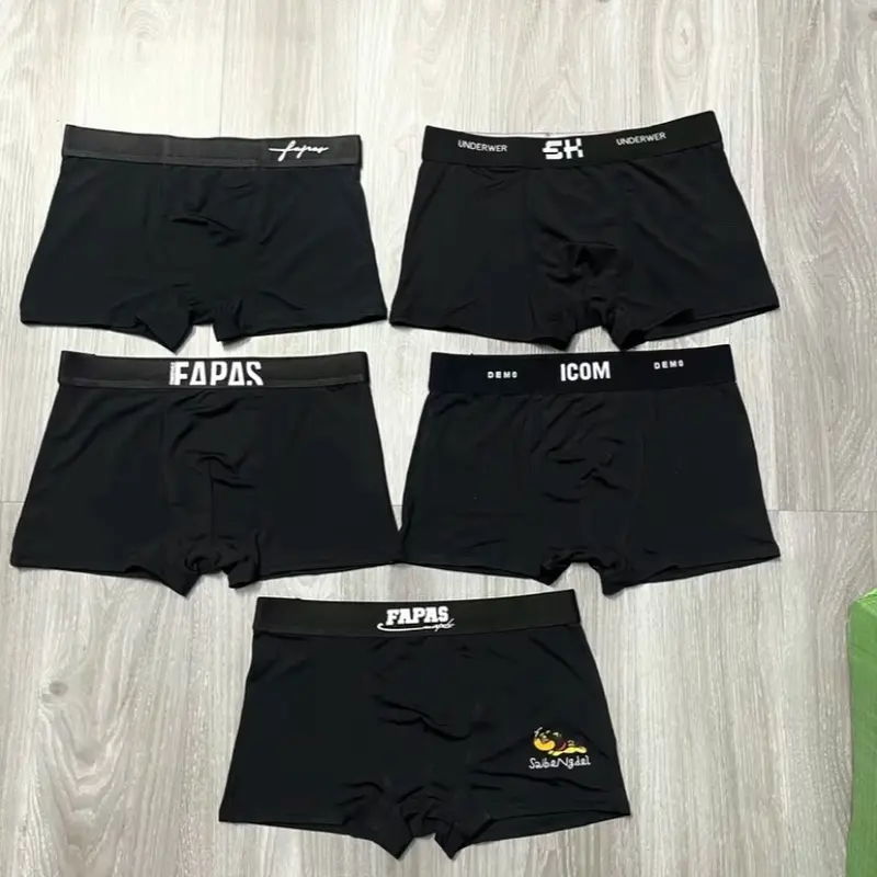 Combo 5 quần sịp đùi FULL Đen Mix kiểu quần khác nhau, vải thun lạnh, mềm, mịn, mát 0