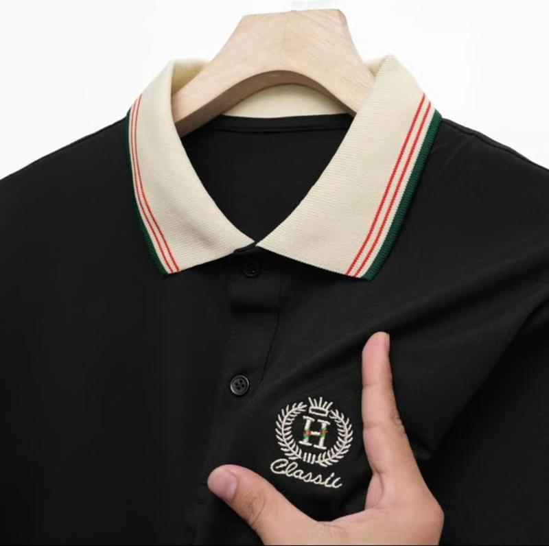 Áo thun Polo nam thêu Logo H vải cá sấu cotton co giãn 4 chiều cực kỳ sang trọng 4