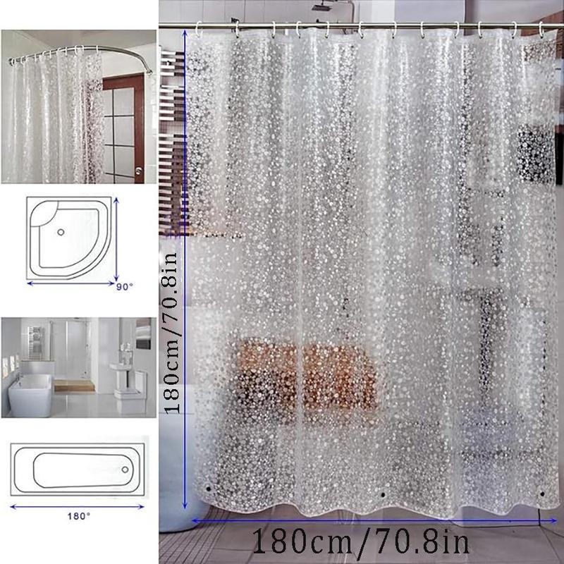 Waterproof Shower Curtain, 1 Count Translucent Cobblestone Pattern Shower Curtain with 12pcs Hooks, Decorative Shower Curtain for Bathroom  Home Dormitory Hotel Salon 7