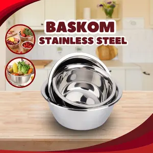 Baskom Stainless WS03  Kobokan Mangkok Stainless Tebal Wadah Makanan Tempat Cuci Sayur Buah
