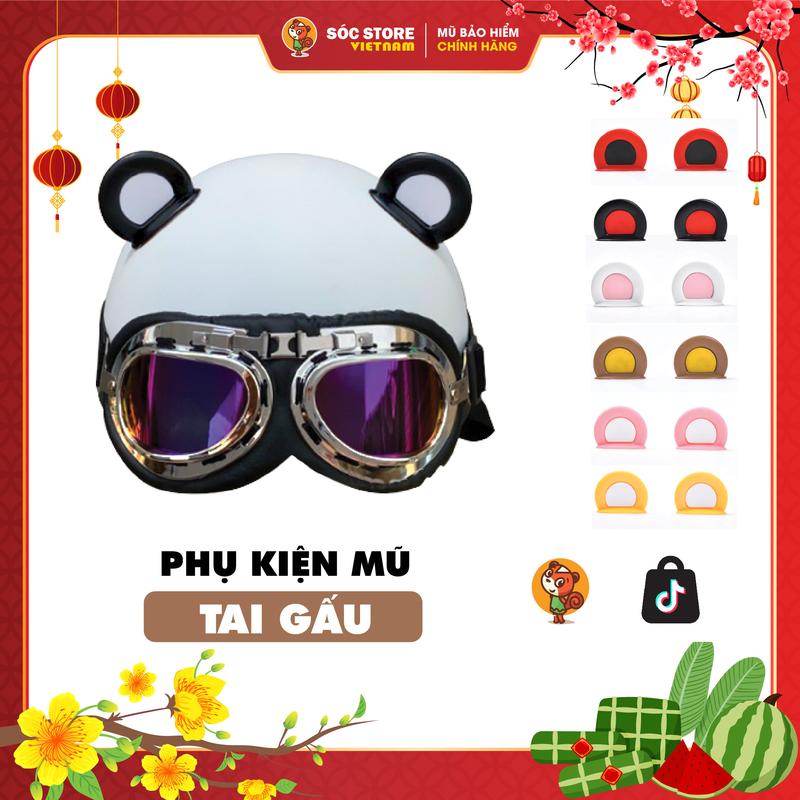 Tai gấu mũ bảo hiểm - phụ kiện gắn trang trí nón bảo hiểm cute Sóc Store VN
