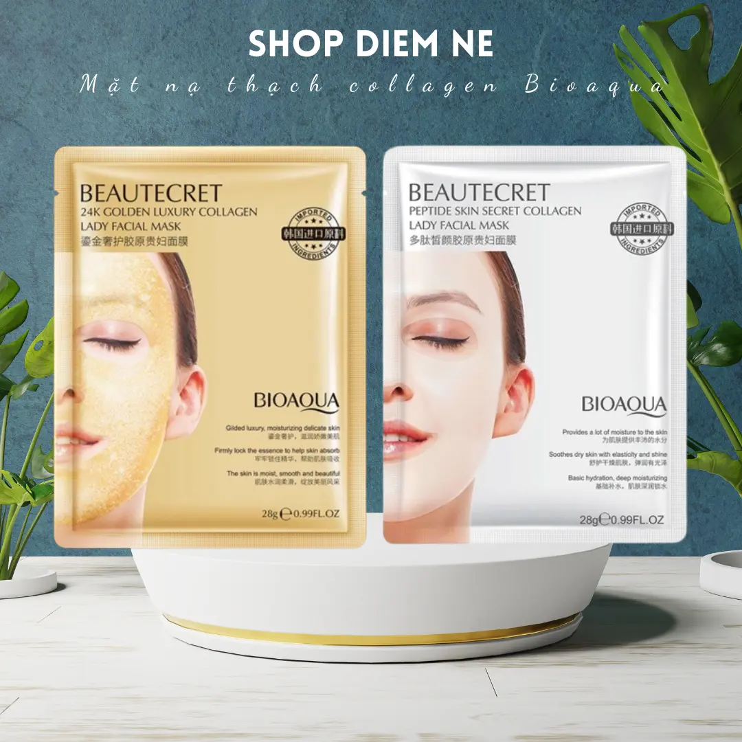 [Combo 50 miếng tặng 4 miếng] mặt nạ thạch thủy tinh collagen Bioaqua cấp ẩm, dưỡng da Skincare Nữ