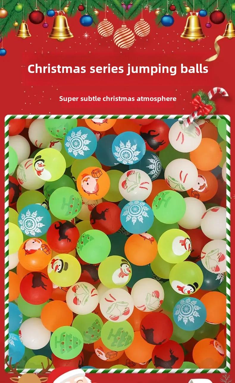 Product Introduction of 10 Pcs Christmas Elastic Rubber Ball Creative Hot Sale Ground Stall Source Gift Student Prize Gift Christmas Decoration Light Up Toy Stress Relieving Toys magic  ball 0