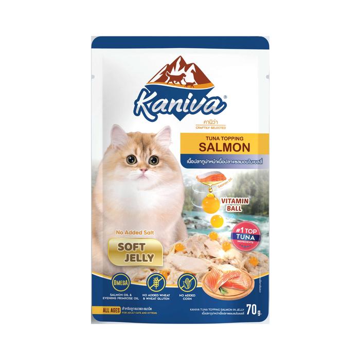 Gambar KANIVA Wet Food Pouch (70 gram)– Soft Jelly Tuna Topping Salmon dari Purrsona Kota Tangerang Tokopedia