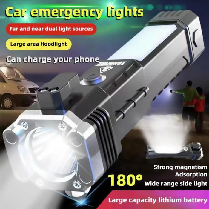 Senter Promo Senter Emergency Led Cob Multifungsi P100 Senter Darurat Hammer ...