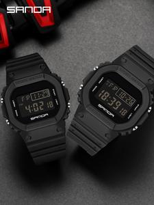 Reloj digital de moda para hombre, reloj deportivo casual con esfera luminosa y modo de alarma, resistente al agua para actividades al aire libre, con caja