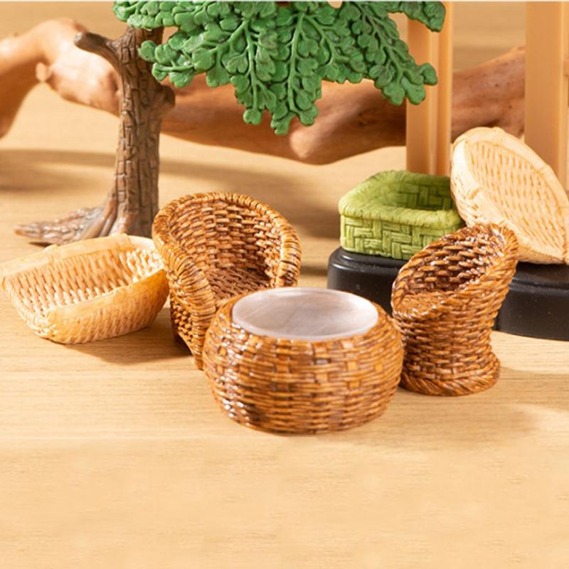 Mô hình bàn ghế tre, rổ tre, sọt tre size mini decor tiểu cảnh, trang trí nhà mô hình ( có clip thực tế ) 0