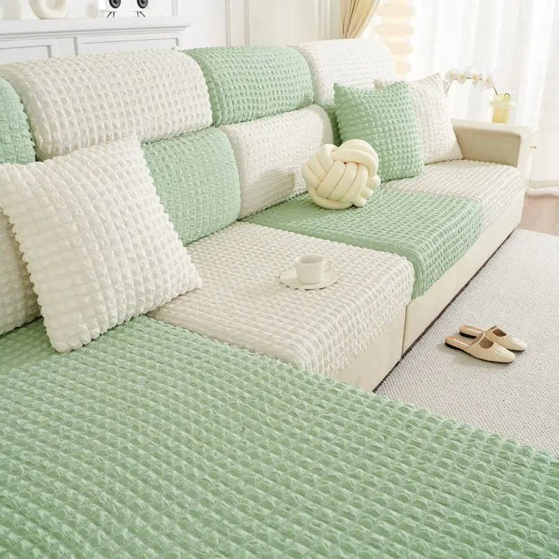 Seersucker Sofa Slipcover High Stretch Couch Cushion Cover 1/2/3/4 Seater Sofa Armchair Covers