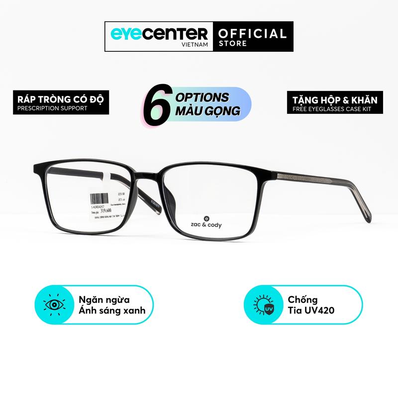   C01  Gọng kính cận nam nữ chính hãng ZAC&CODY C01 dáng vuông có thể thay tròng lõi thép chống gãy cao cấp 