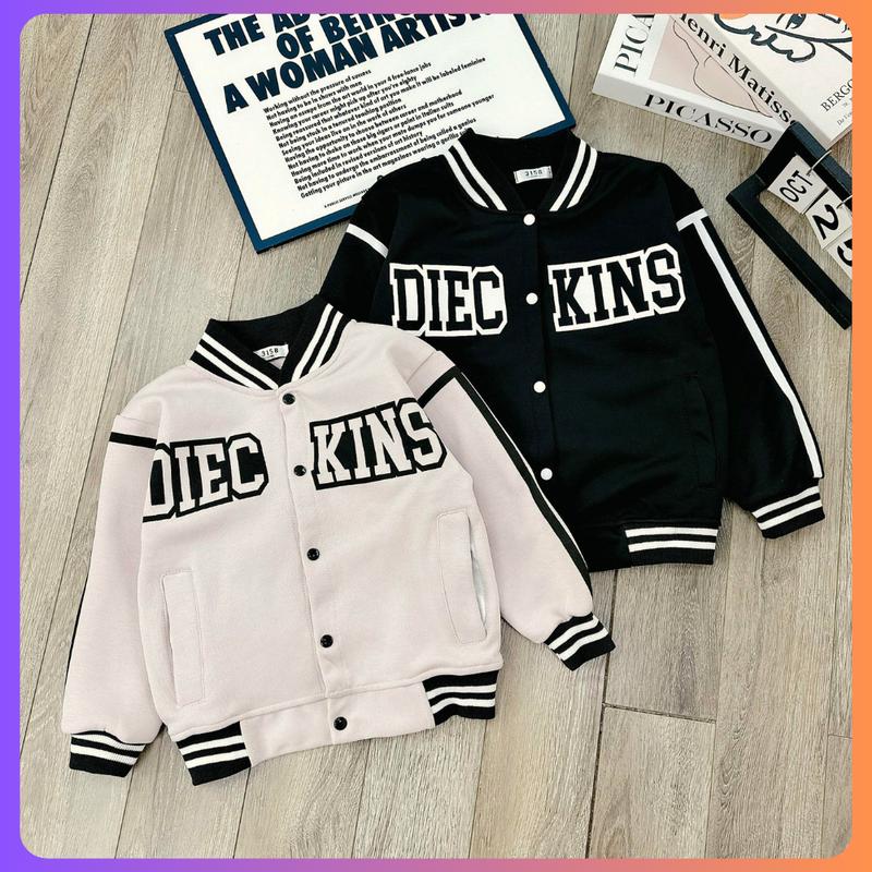 Áo khoác nỉ bomber dành cho bé trai 18-45kg mẫu chữ F. Chất liệu ấm, thiết kế đẹp.D33 0