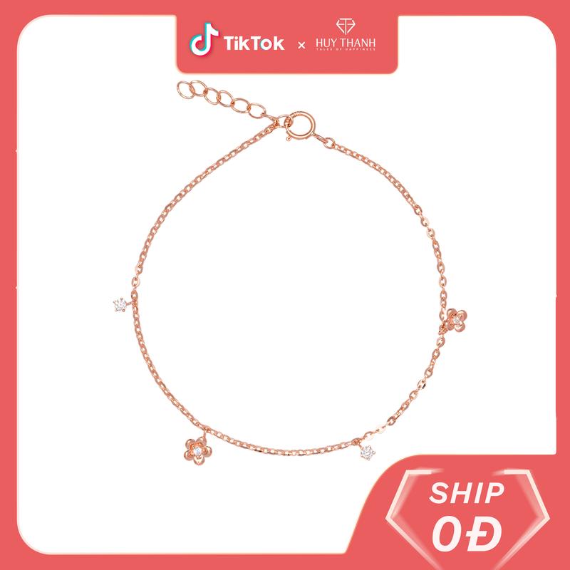  HuyThanhJewelry LLF133 Lắc tay Vàng Tây 10k 14k Họa Tiết Bông Hoa 