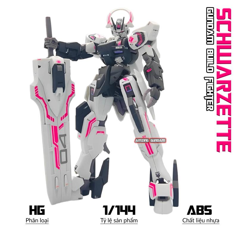 Mô hình HG Gundam Schwarzette, 1/144 Gunpla, Mô hình nhựa, Đồ chơi xếp hình thông minh mecha