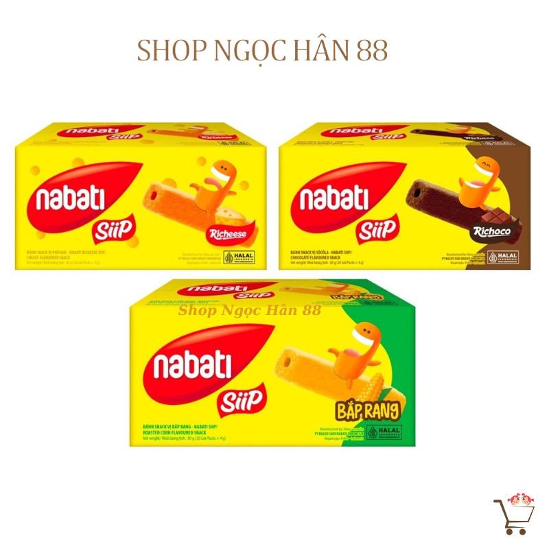  Combo 3 hộp Bánh Snack Nabati Siip Richeese vị Phô mai Bắp rang Socola hộp 80g  20 gói x 4g  