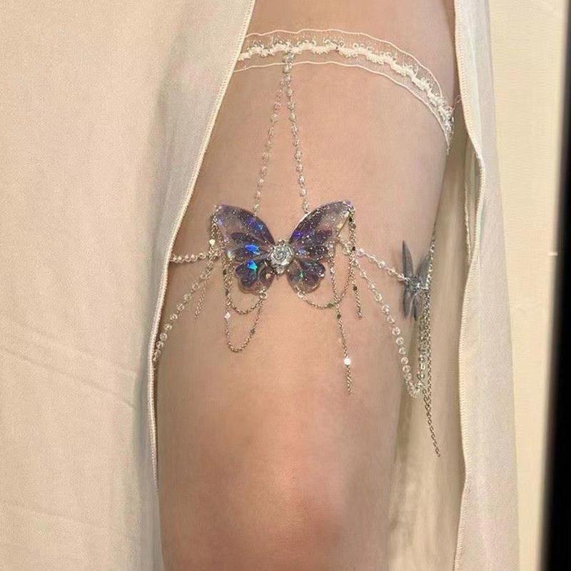 Product Introduction of Luxurious Metal Leg Chain With Butterfly Tassel Thigh Accessory Stylish Equipment For Girls 16