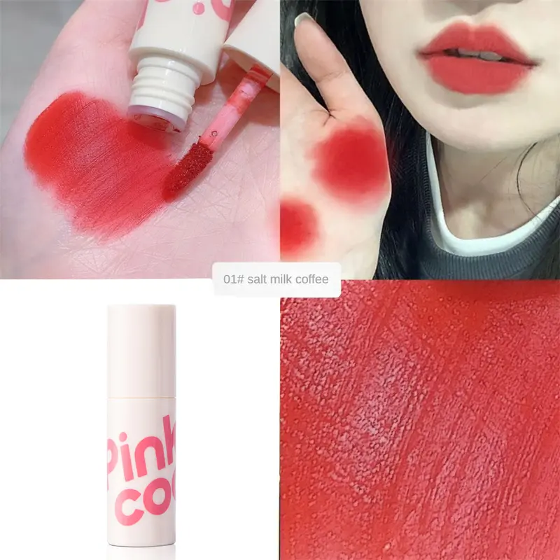 Son Kem Lì PINKCOCO, Bùn Môi Nhung Lì Son Môi Lê Đỏ Cà Phê Sữa Học Sinh 2