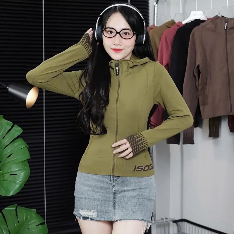 [36-70kg] Áo Khoác Thể Thao Nữ Form Lỡ Ôm Body Vải Thun Dệt Kim Quảng Châu [EO-Mẫu Mới]. Áo Khoác Nữ Tập Gym, Yoga, Chạy Bộ Đồng Sport 3