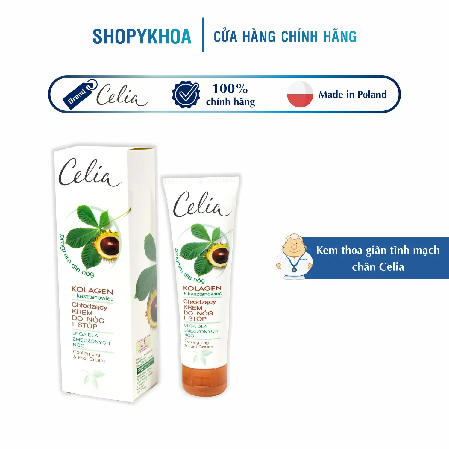 [HSD 12.2027] Kem Thoa Tĩnh Mạch Chân CELIA - Made In Poland - DT 100ml