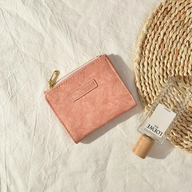 Ví Da PU Ngắn Cho Nữ, Ví Gấp, Retro, Đựng Tiền Xu 8