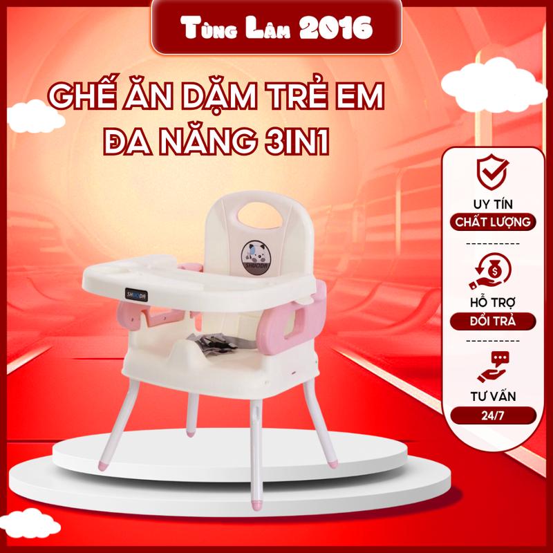 Ghế ăn dặm cho bé gấp gọn đa năng 3in1 có dây dai an toàn mặt bàn tháo rời tiện lợi