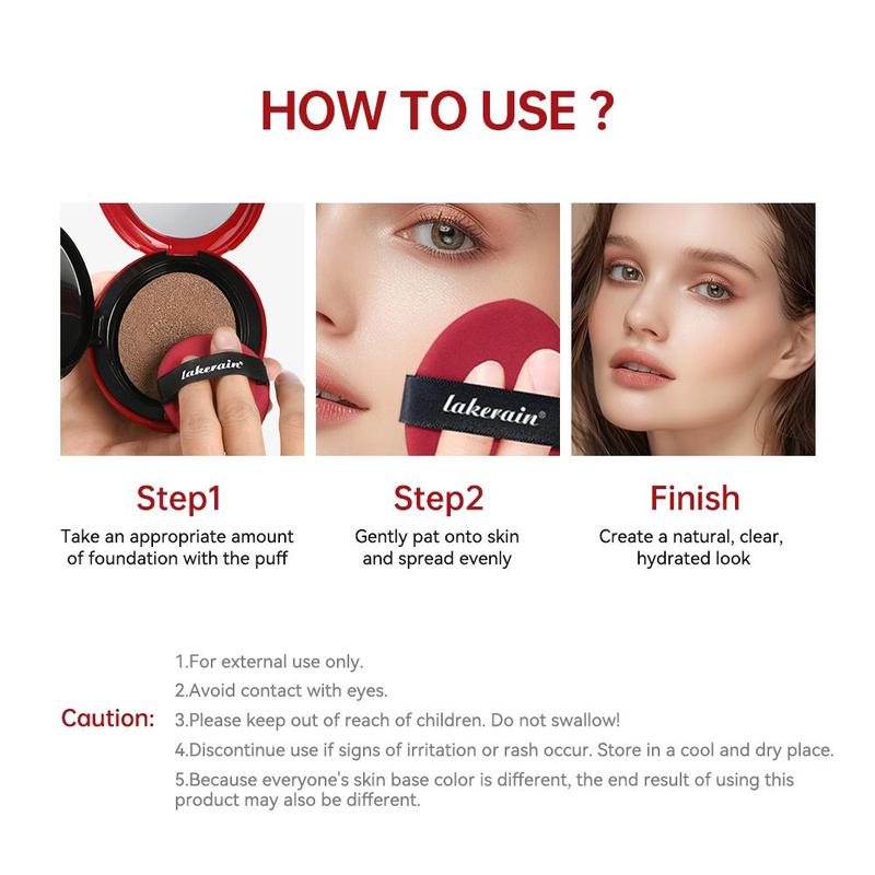 Product Introduction of Long Lasting Air Cushion Foundation, 1 Box Lightweight Concealer Foundation, Full Coverage Flawless Makeup Cream for Women & Girls 7