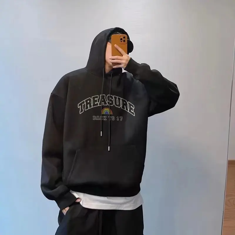 Feraardiantik  Sweater Hoodie Pria Distro Original | Hoodie Boxy Oversize Putih TREASURE Print | Hoodie Oversize Pria Distro | Switer Pria Distro Original | Baju Lengan Panjang Pria Jumbo | Hoodie Pria Oversize Size M-XXL 1