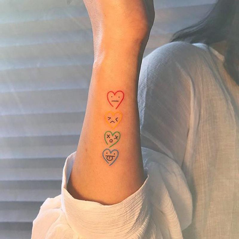 Product Introduction of 1sheet Hyuna Tattoo Patch Colorful Smiley Face Tattoo Stickers Waterproof Colorfast Long Time South Korean Entertainment 29