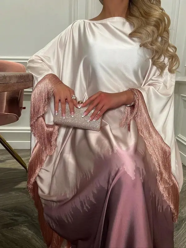 Women's Tie Dye Print Dresses, Elegant Casual Long Sleeve Outerwear for Daily Wear, Ladies Islamic Clothing for All Seasons 2