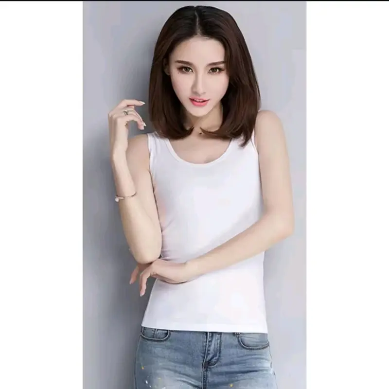 PROMO 3PCS TANKTOP TALI LEBAR BAHAN KAOS/ADEM/TIDAK NERAWANG/ELASTIS Wanita Hitam 4