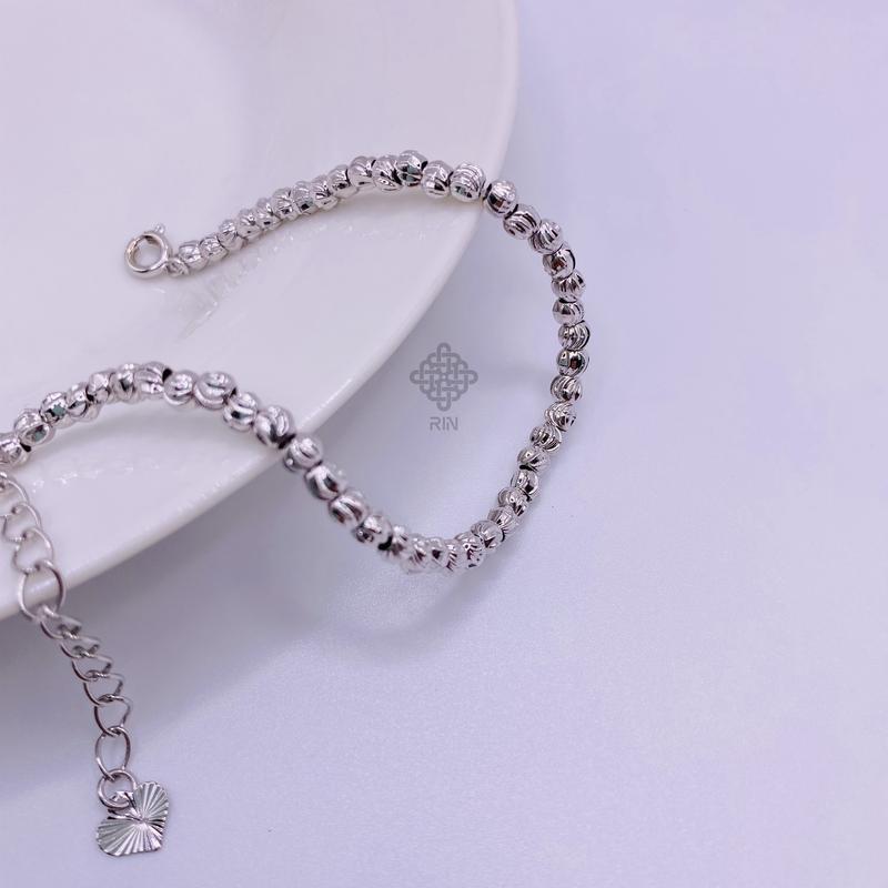 Lắc tay bi titan không gỉ, Vòng tay hạt bi titan màu trắng kiểu dáng thanh lịch, trangsucmoiluatuoi.RIN