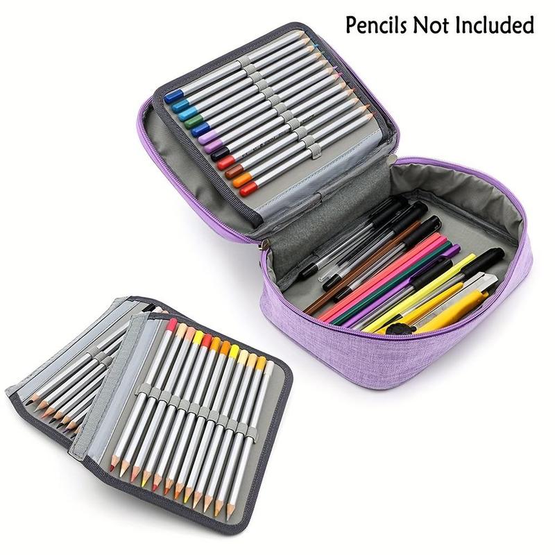 Large Capacity Zipper Pencil Case, 1 Count Multi-functional 72-slot Pencil Organizer with 2 Removable Sleeves, Portable Stationery Pouch for School & Office 3