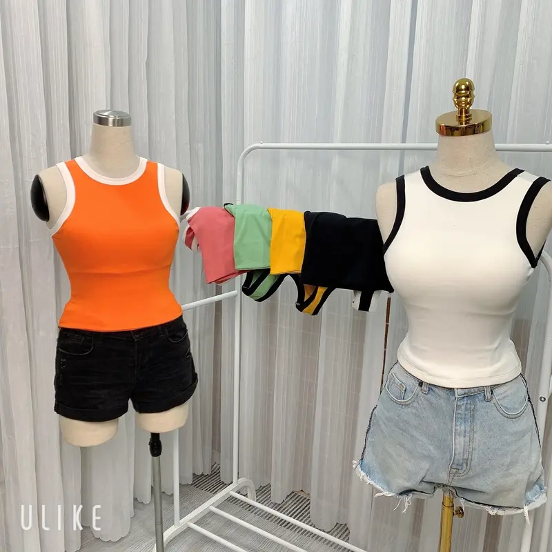 Áo Sát Nách Nữ Khoét Lưng Có Đệm Muốt Tháo Rời Viền Phối Màu Cá Tính Top Women 5