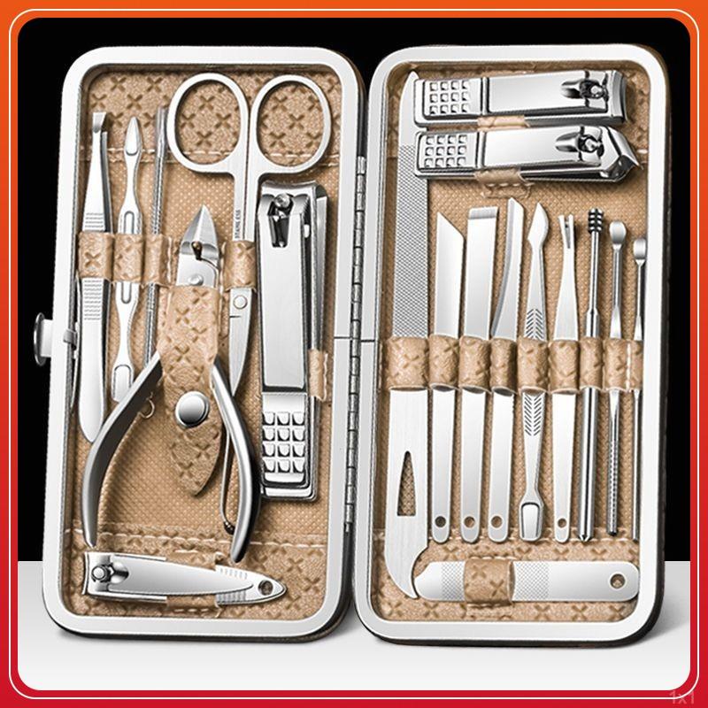 Bộ Bấm Móng Tay, Chất Liệu Thép Không Gỉ, Màu Vàng Sang Trọng, Bộ Hoàn Chỉnh Để Sử Dụng Tại Nhà, Thiết Kế Miệng Nghiêng Loại Bỏ Da Chết, Ngoáy Tai, Bấm Móng Tay, Dụng Cụ Cắt Lông Chân