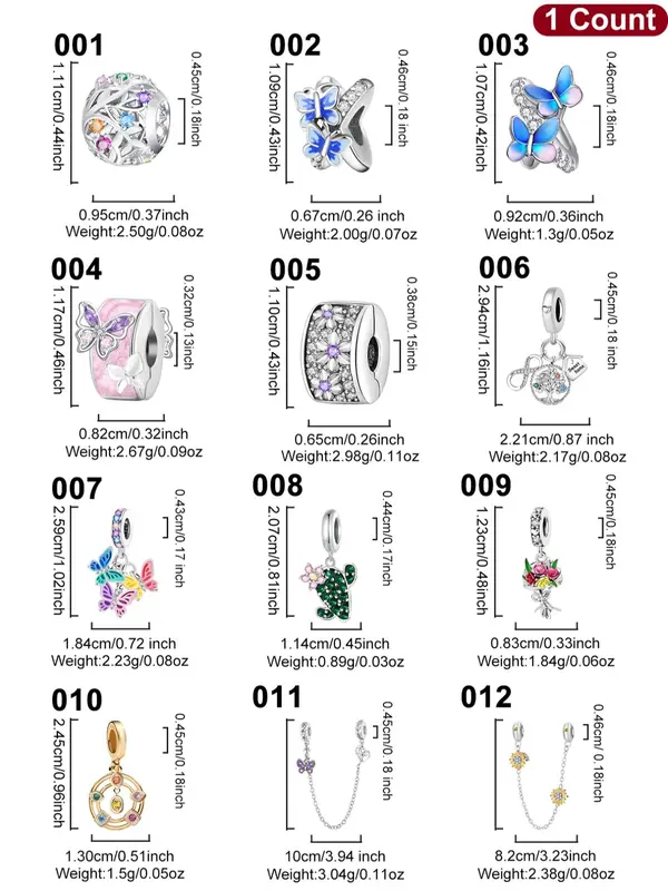 Butterfly & Flower Design Pendant, Colorful Beaded Pendant for Women & Girls, Fashion Accessories for Bracelet & Necklace Making 1