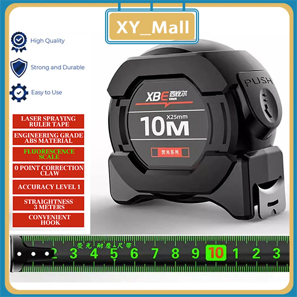 5-10M Metro Steel Measuring TapeFluorescerous Auto Lock Meter TapeMeasuring Tool Tape Measure