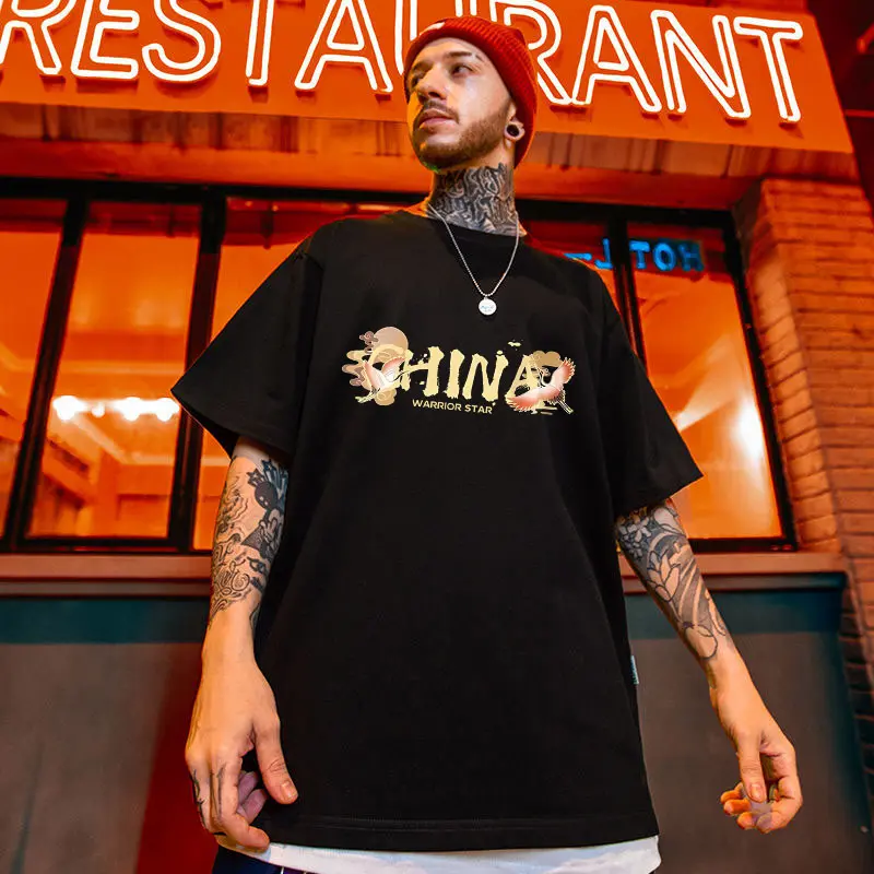 M-áo phông ngắn tay cổ tròn dành cho nam và nữ, họa tiết rồng vàng, hip hop đường phố mới, thời trang cặp đôi, lớn, giản dị, giải trí, năm phần tư, mùa hè 2024 3