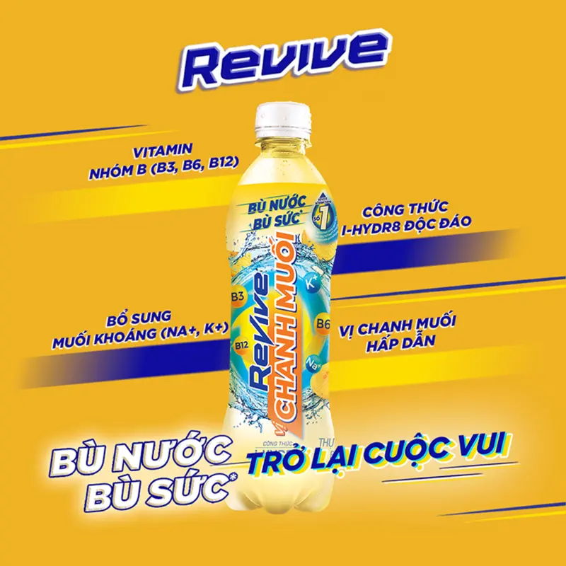 (Lốc 6 chai) Nước uống Revive chanh muối/muối khoáng bù nước, bù khoáng chai 390ml/500ml 8