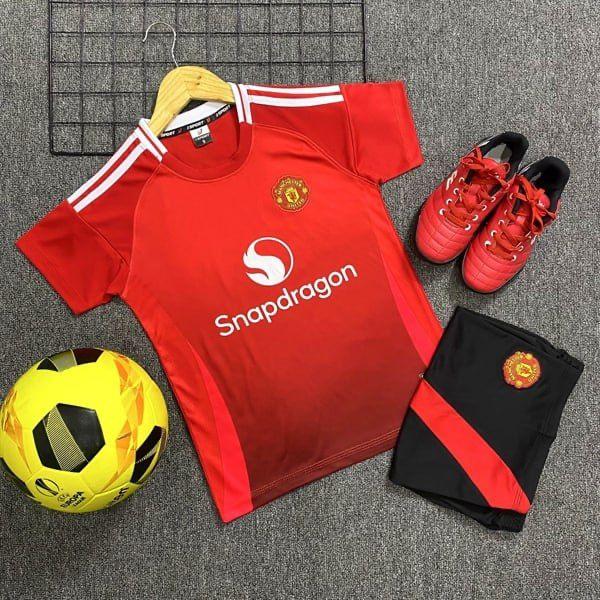   Có IN Tên  Bộ áo bóng đá trẻ em Mu Snap Đỏ đủ size cho bé 8-50kg chất thun lạnh thoáng mát Top Kids Sports 